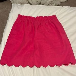 J Crew Linen Cotton Blend Scalloped Skirt